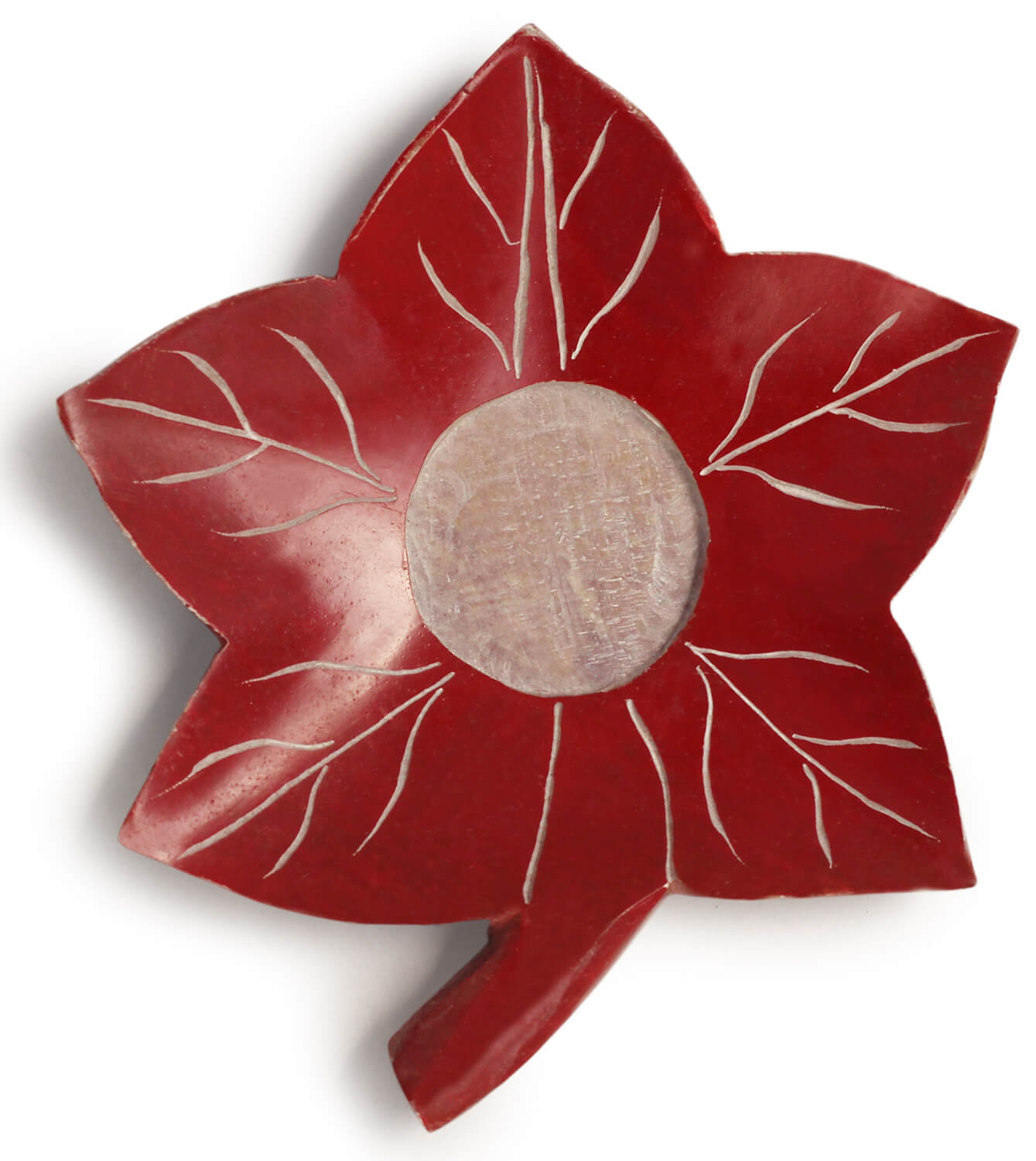 Red Marble Elegance: ArtistryBazaar Leaf Tea Light Holder